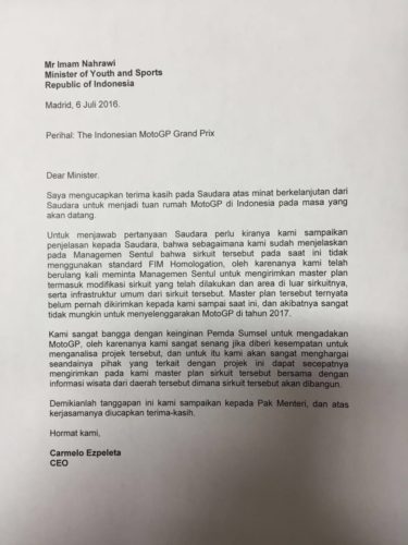 surat-resmi-dorna-motogp-indonesia-tidak-layak